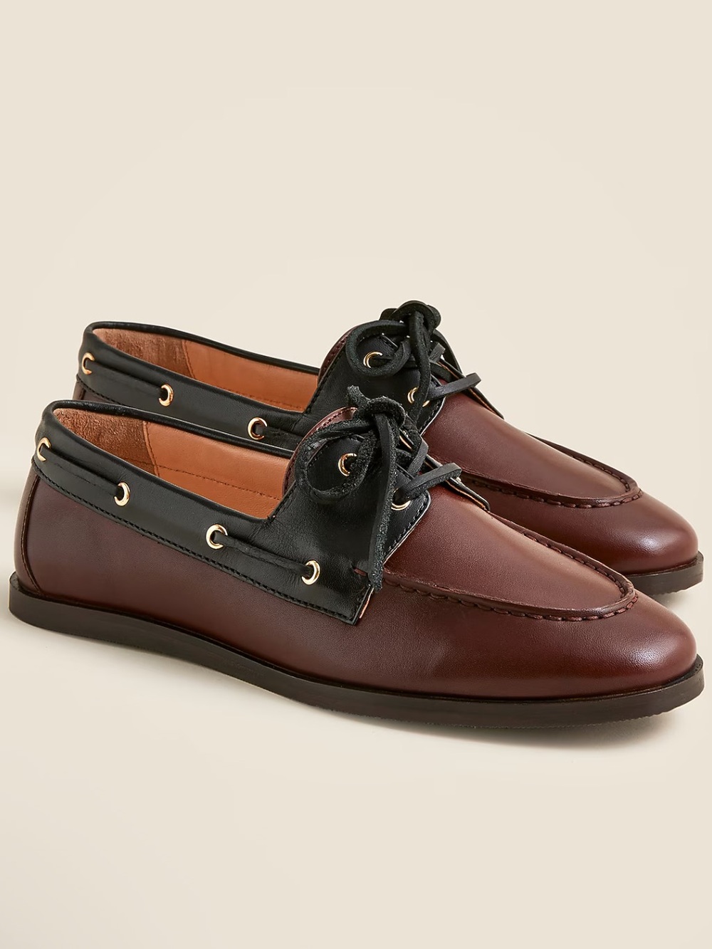 Women’s Brown & Black Leather Boat Shoes